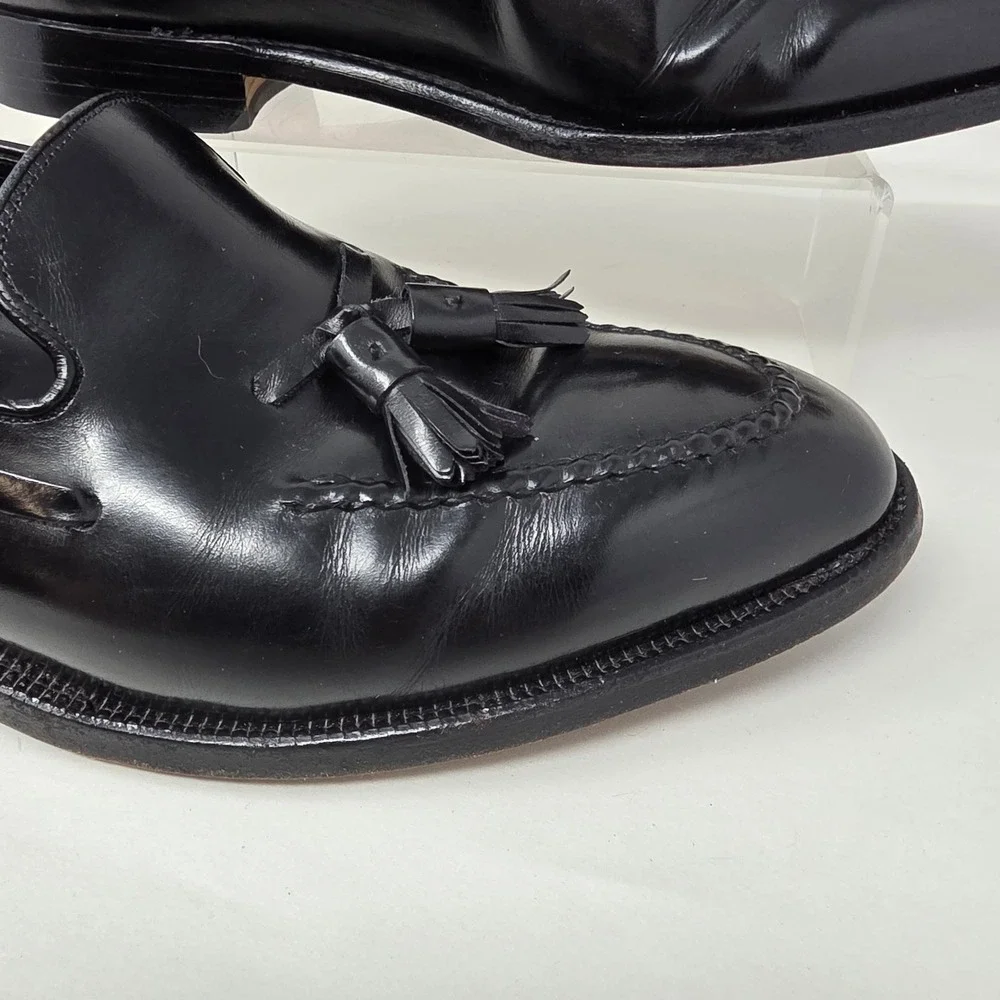 Johnston & Murphy Tassel Loafers Mens 10 D Aristocraft Black Leather Dress Shoes